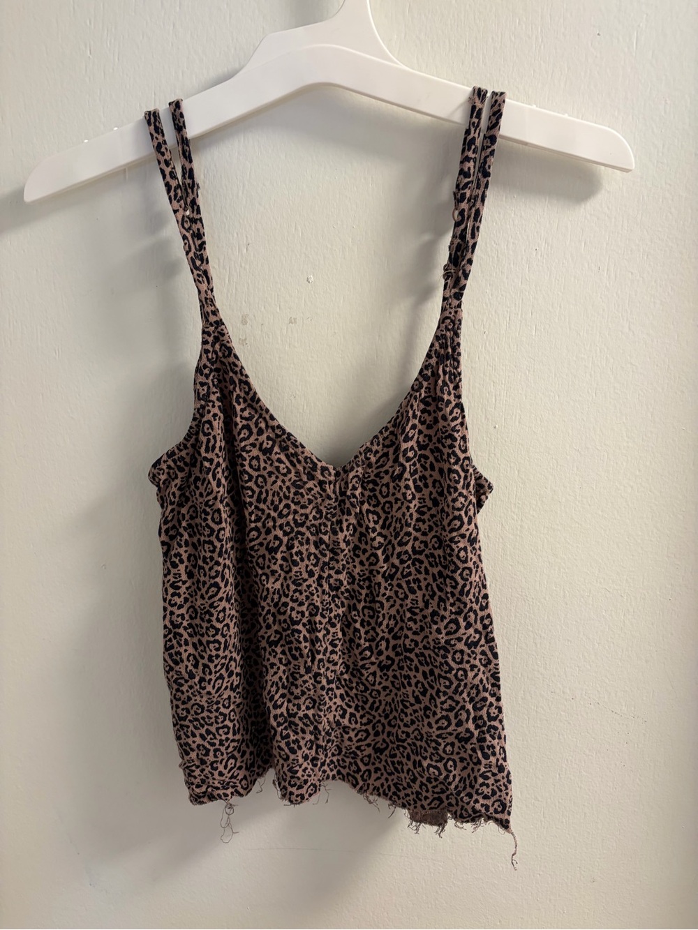 American Eagle Leopard Print Cami Top Double Strap Button Front Cropped XS